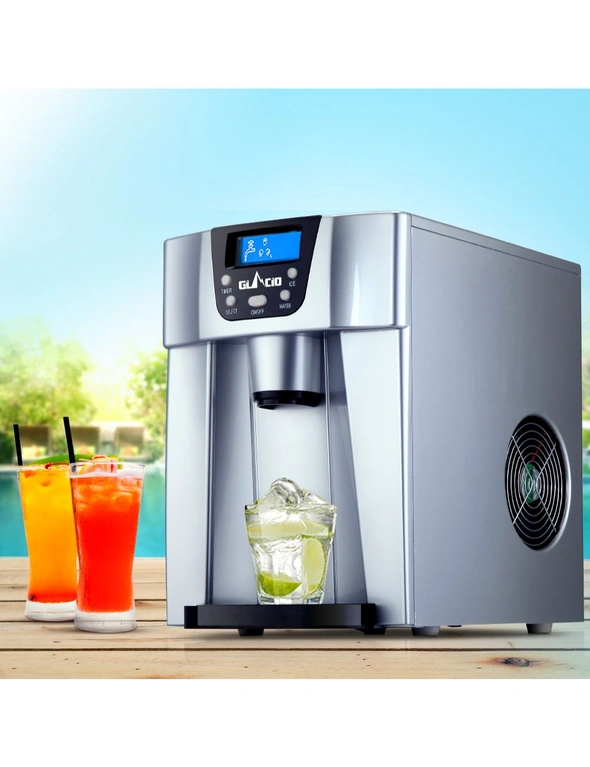 Devanti 2L Portable Ice Maker Water Dipenser Ice Cube Machine - Silver, hi-res image number null