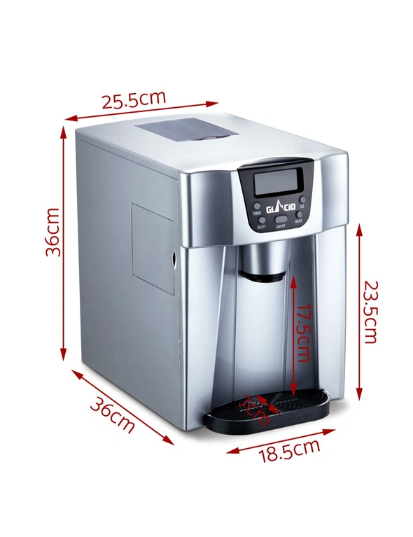 Devanti 2L Portable Ice Maker Water Dipenser Ice Cube Machine - Silver, hi-res image number null