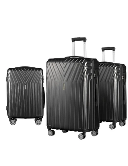 Wanderlite 3pc Luggage Trolley Suitcase Sets Hard Case Black