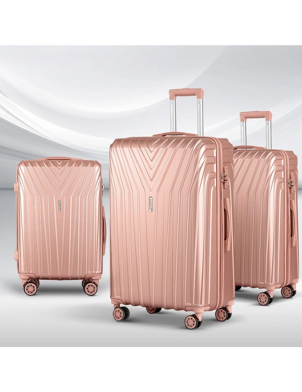 Wanderlite 3pc Luggage Trolley Suitcase Sets Hard Case Pink | Katies