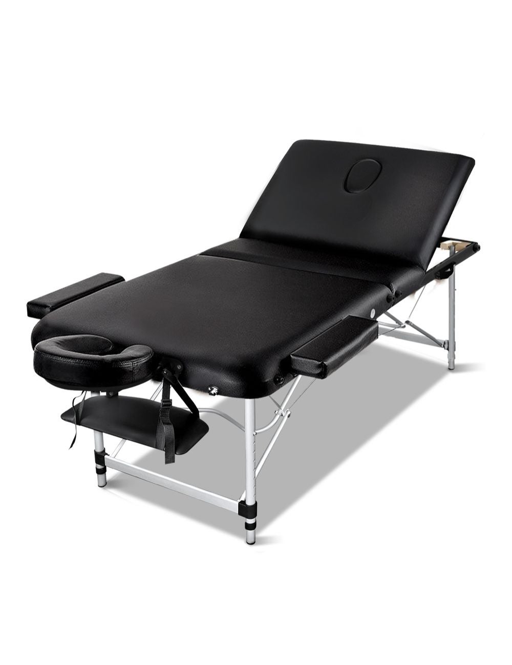 Zenses 70cm Portable 3 Fold Aluminium Massage Table Therapy Beauty Waxing Bed Black Autograph