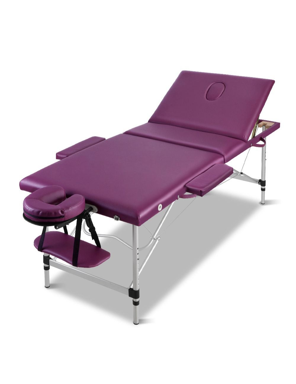 Zenses 75cm Massage Table Portable 3 Fold Aluminium Beauty Therapy Waxing Bed Purple W Lane
