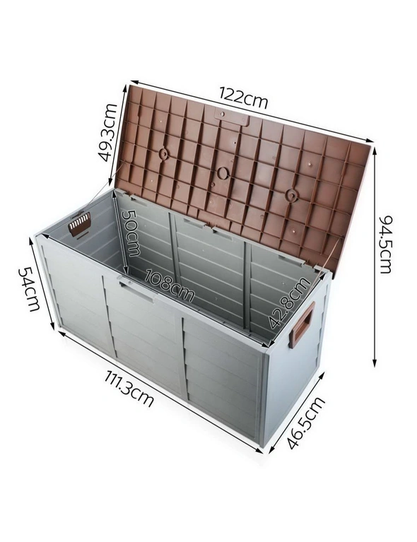 Giantz Outdoor Storage Box Weatherproof Lockable 290L- Brown
