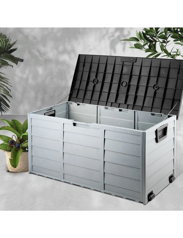 Black Outdoor Storage Box - 290L Large Capacity - Waterproof & Lockable -  Outdoor Storage Boxes