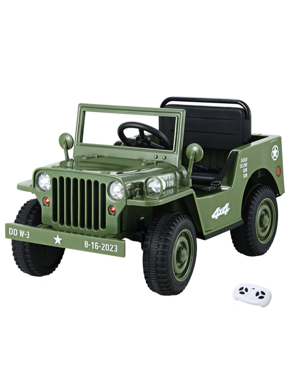 Rigo Ride On Car Jeep Kids Electric Military Toy Cars Off Road Vehicle 12V Olive, hi-res image number null