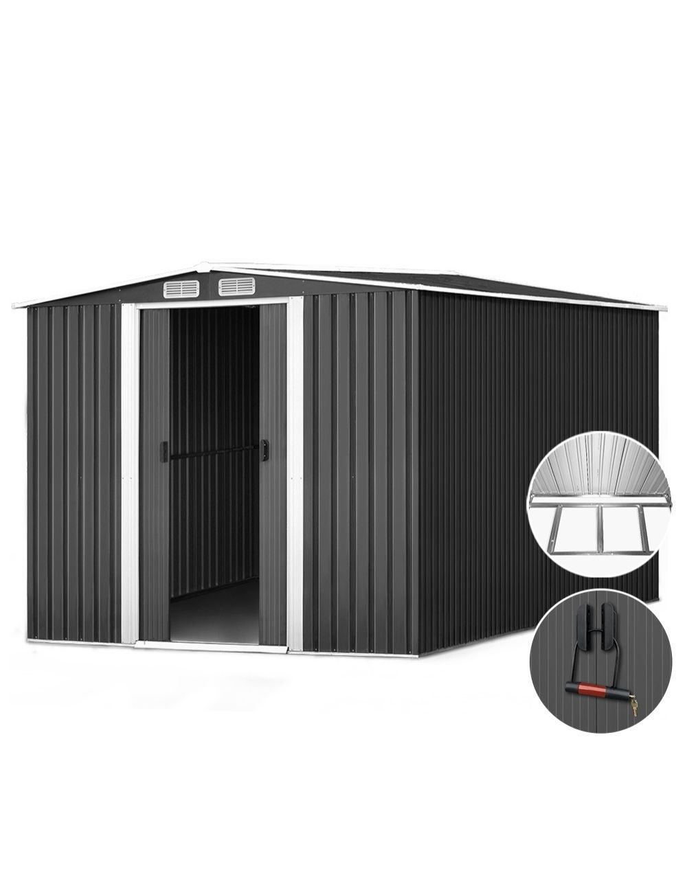 Giantz Garden Shed 2.6x3.1x2M Storage Shed Metal Base | Millers Australia