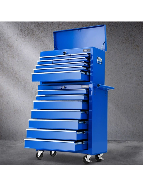 Giantz 16 Drawers Tool Box Chest Trolley Toolbox Mechanic Garage Storage Cabinet  Blue