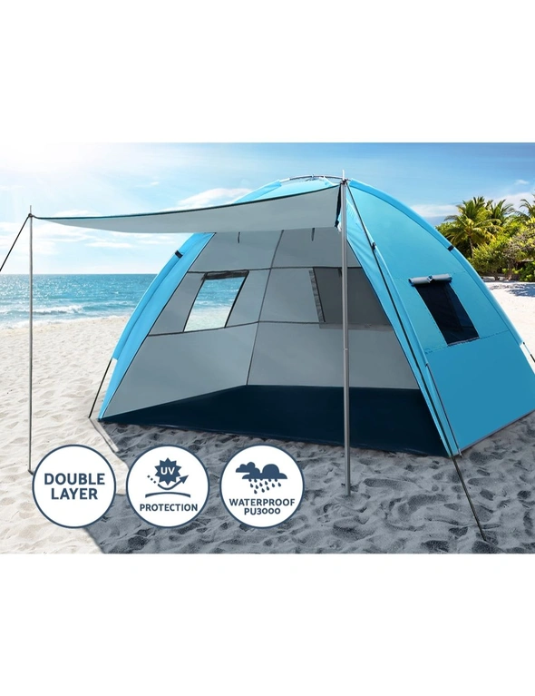 Weisshorn Camping Tent Beach Tents Hiking Sun Shade Shelter Fishing 2-4 Person, hi-res image number null