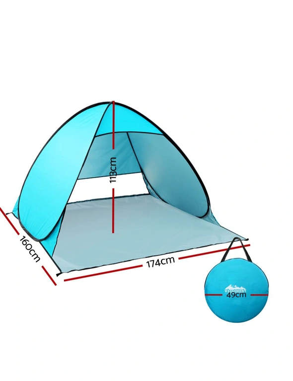Weisshorn Pop Up Beach Tent Camping Hiking 3 Person Sun Shade Fishing Shelter, hi-res image number null