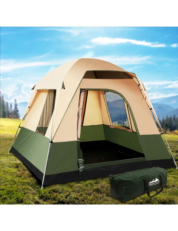 Weisshorn Weisshorn 4 Person Family Camping Tent Hiking Beach Tents Canvas - Green, hi-res image number null