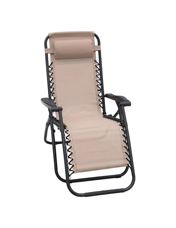 NNEDPE Zero Gravity Reclining Deck Camping Chair - Beige, hi-res image number null