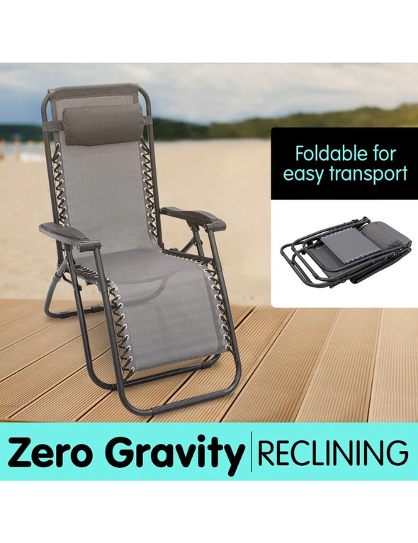 NNEDPE Zero Gravity Reclining Deck Chair - Grey, hi-res image number null