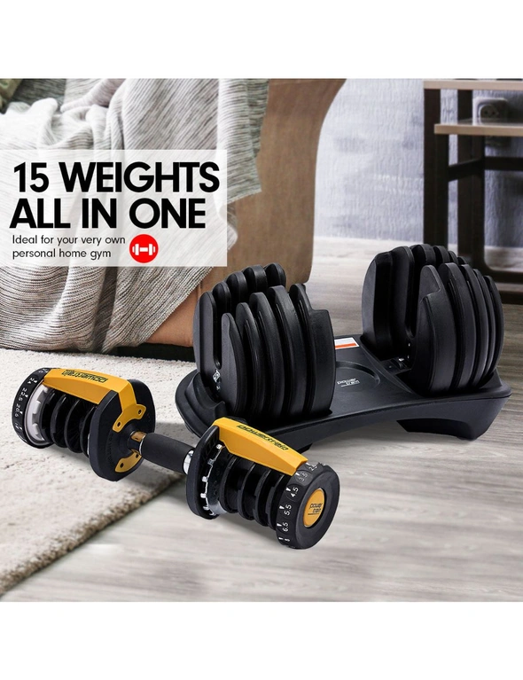 NNEDPE 48kg Adjustable Dumbbell Home Gym Set Gold, hi-res image number null