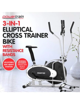 NNEDPE 3-in-1 Elliptical Cross Trainer Exercise Bike with Resistance Bands