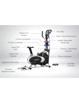 NNEDPE 6-in-1 Elliptical Cross Trainer Bike with Weights and Twist Disc