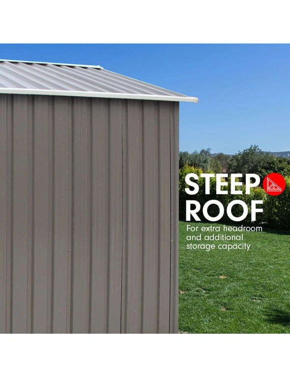 NNEDPE Garden Shed Spire Roof 8ft x 8ft Outdoor Storage Shelter - Grey, hi-res image number null