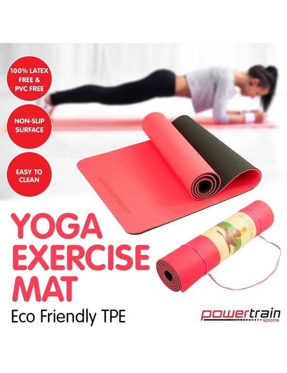 NNEDPE Eco-Friendly TPE Pilates Exercise Yoga Mat 8mm - Red, hi-res image number null