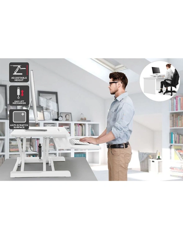 NNEKGE Pro Height Adjustable Sit Stand Desk Riser (Medium White), hi-res image number null