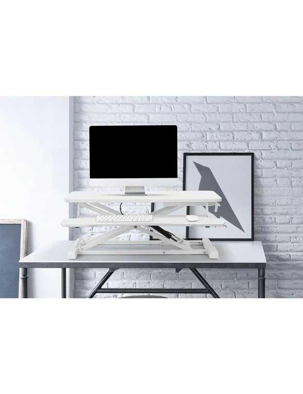 NNEKGE Pro Height Adjustable Sit Stand Desk Riser (Medium White), hi-res image number null