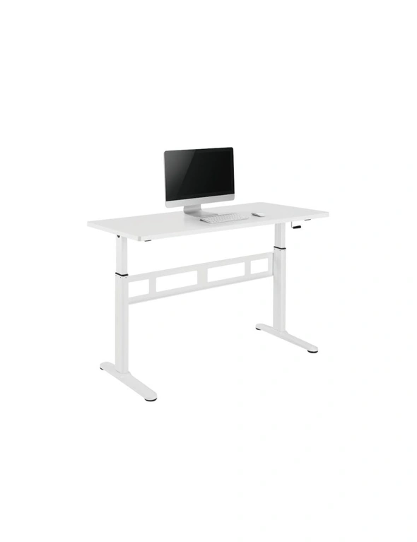 NNEKGE Wind Up Height Adjustable Sit Stand Desk (White), hi-res image number null