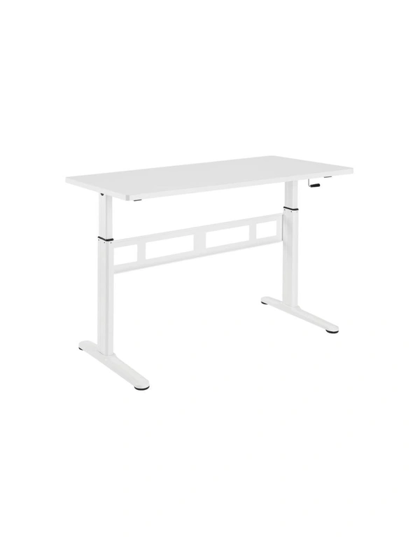 NNEKGE Wind Up Height Adjustable Sit Stand Desk (White), hi-res image number null