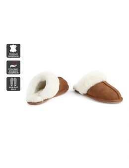 NNEKGE Slippers Premium Sheepskin (Chestnut Size 4M 5W US)