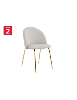 NNEKGE Subiaco Set of 2 Velvet Dining Chairs (Light Grey)