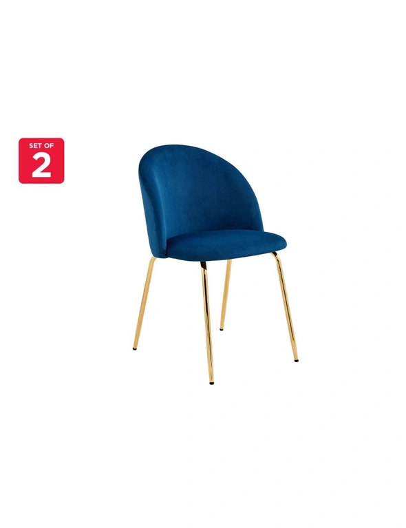 NNEKGE Subiaco Set of 2 Velvet Dining Chairs (Navy), hi-res image number null