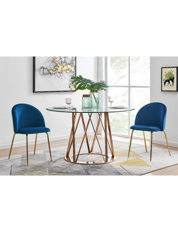 NNEKGE Subiaco Set of 2 Velvet Dining Chairs (Navy), hi-res image number null