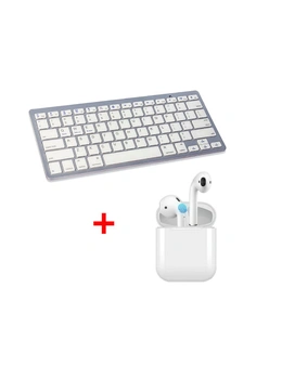 Orotec Gift Pack - Wireless Bluetooth Keyboard Plus Wireless Mini Earphones with Wireless Charging Case