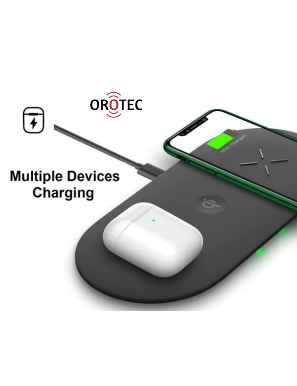 Orotec 10W 3-in-1 Slimline Triple Wireless Charger Pad for Apple + Qualcomm Charger Kit, hi-res image number null