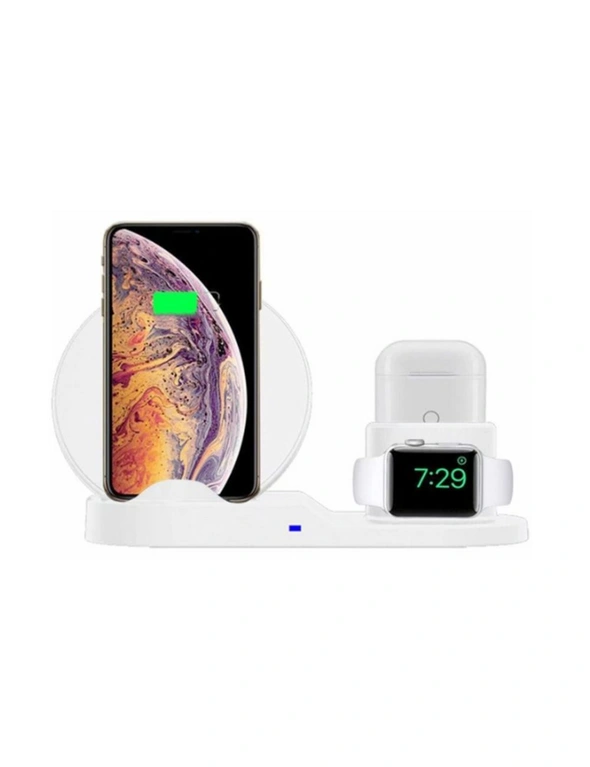 Orotec 10W 3-in-1 Fast Charge Triple Wireless Charger for Apple (White), hi-res image number null