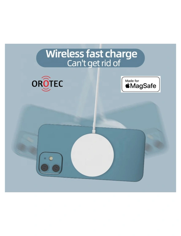 Orotec 15W MagSafe Fast Charge Ultra-Thin Magnetic Wireless Charger iPhone 12/13/14 WHITE, hi-res image number null