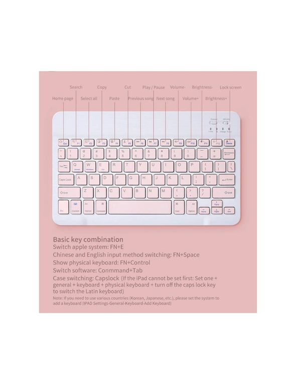 Orotec Portable Bluetooth Slim Wireless Keyboard Standalone for Tablets, Smartphones, PCs, Pink, hi-res image number null