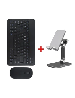 Orotec Gift Pack - Bluetooth Slim Wireless Keyboard & Mouse Combo + Folding Phone/Tablet Desktop Holder, Black