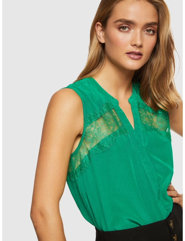Oxford Sofia Lace Insert Sleeveless Shirt, hi-res image number null