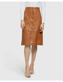 Oxford Gigi A-Line Leather Skirt