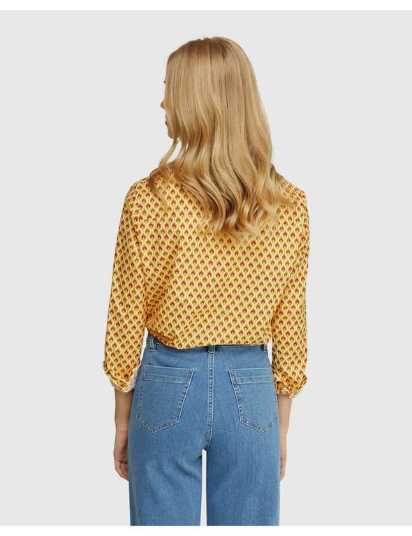 Oxford Poppy Cotton Retro Print Blouse, hi-res image number null