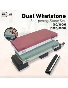 Miraklass Dual Sharpening Premium Whetstone Knife Waterstone Grind Knife Sharpener Grit Set (400/1000+3000/8000 Grit)