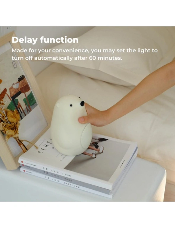 MUID Cute Bear Silicone Rechargeable LED Light Bedside Table Digital Alarm Clock, hi-res image number null