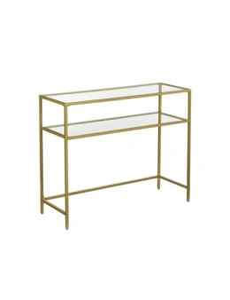 VASAGLE Console Table with Tempered Glass Gold Metal Frame