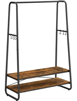 VASAGLE Clothes Rack with 2 Shelves Rustic Brown and Black