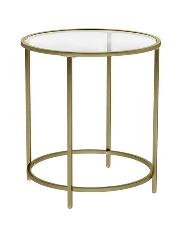 VASAGLE Round Side Table, End Table with Tempered Glass Gold Metal Frame, hi-res image number null