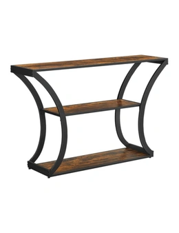 VASAGLE Console Table with Curved Frames with 2 Open Shelves Brown and Black
