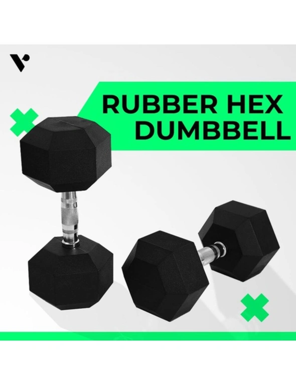 VERPEAK Rubber Hex Dumbbells 25KG, hi-res image number null