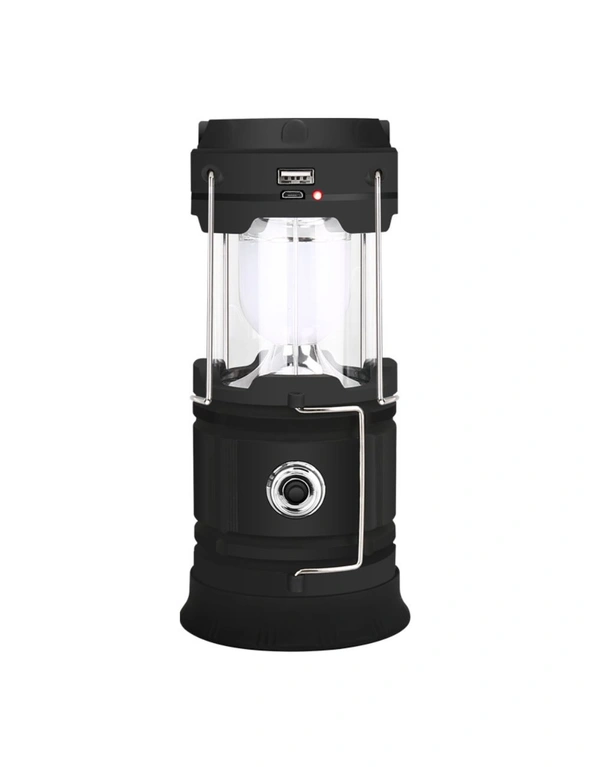 7 LED Camping Lantern Rechargeable Battery USB Output Hiking Torch 800lux - Black, hi-res image number null