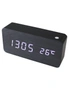 TODO White Led Wooden 3 Alarm Clock + Temperature Display Usb/Battery Wood Black 6035, hi-res