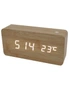TODO White Led Wooden 3 Alarm Clock + Temperature Display Usb/Battery Wood Black 6035, hi-res