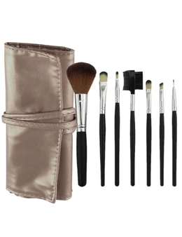 7 Piece Professional Makeup Brush Set Soft Bristle Carry Case Rose Gold