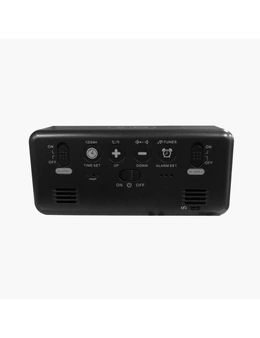 TODO LED Digital Alarm Clock Temperature Music Alarm USB Rechargeable - Black